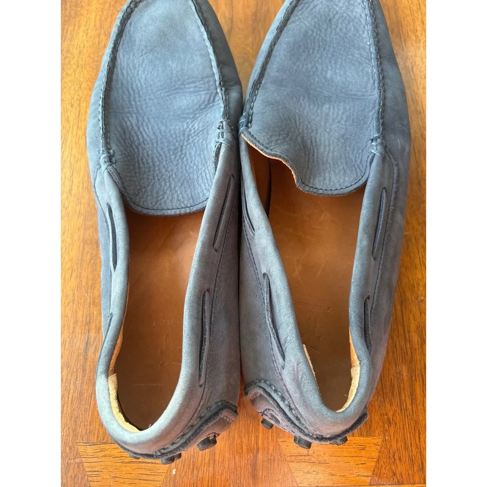 Frye Lewis Venetian Men 10.5 D Navy Blue Nubuck Leather Driving Loafers 3485228